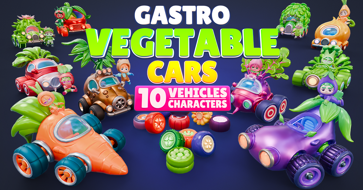 GASTRO: Modular Cars - Vegetables | 3D Vehicles | Unity Asset Store