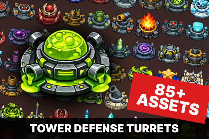 Tower Defense Turret Mega Pack Toxic Elemental Sci-Fi Strategy TD Assets