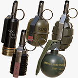 5 Fragmentation Grenades Single Mat URP HDRP Textures