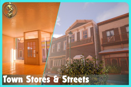 Town Stores & Streets ( Shop Interiors , Modular Roads , Color Variations )