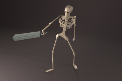 Rigged and Animated Low-poly Skeleton