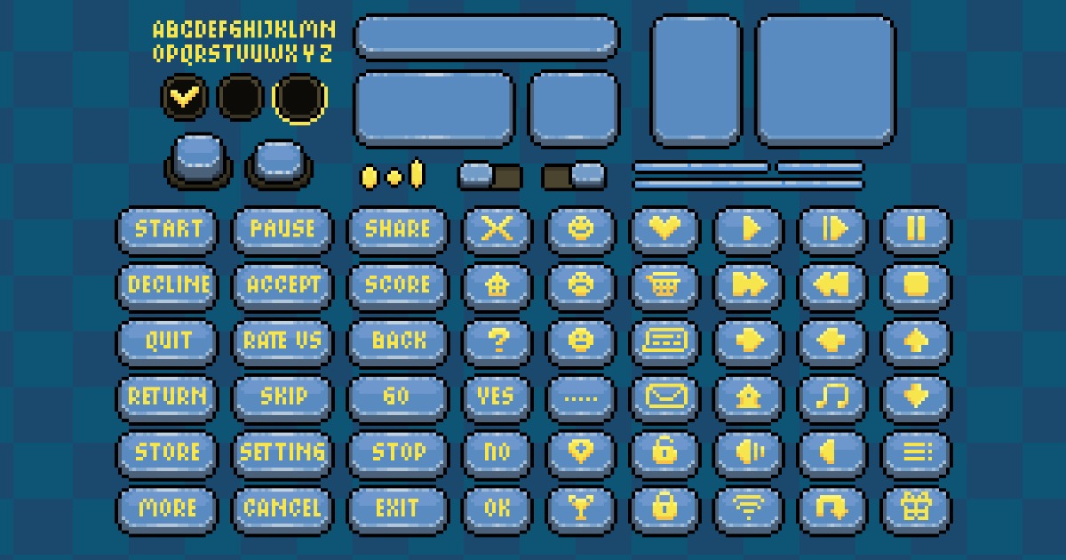 Animated pixel button set | 2D GUI | Unity Asset Store