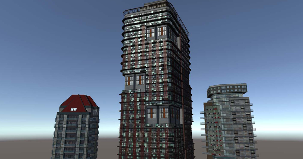 Residential Apartment Highrise set 2 3D Urban Unity Asset Store