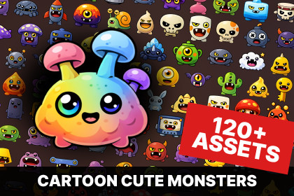 Cute Monster Characters Icons Pack for Casual RPG Puzzle and Mobile Games