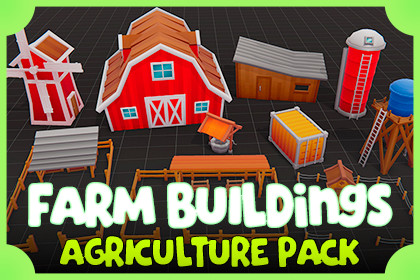 Stylized Low Poly Farm Buildings - Upgradeable Structures