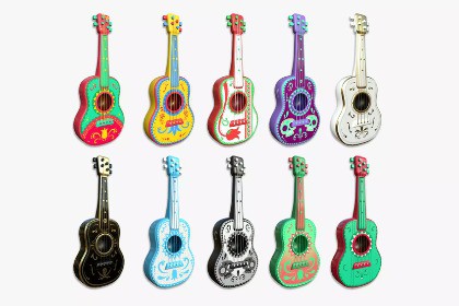 10 Cartoon Mexican Guitars