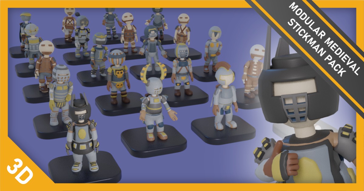 Unity Stick Men Modular Medieval Stickman Pack | 3D Characters | Unity Asset Store
