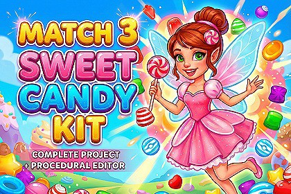 Match 3 Sweet Candy Kit: Complete Project & Procedural Editor