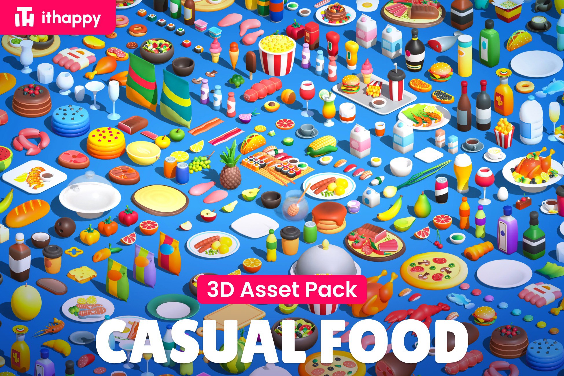 Casual Food - Low Poly 3D Models Pack