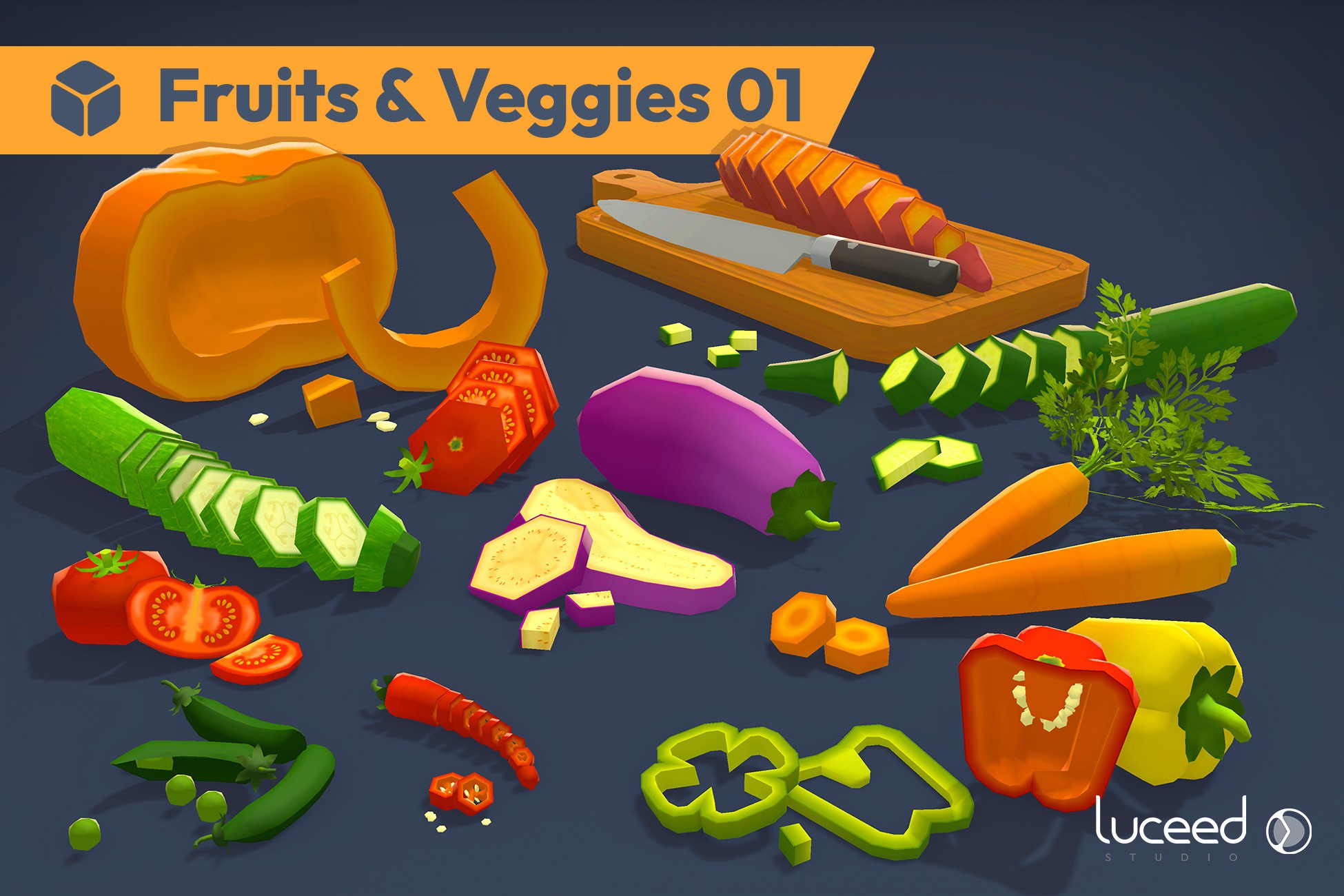 Unity Sliceable Background Sliceable Fruits & Veggies 01 | 3D Food | Unity Asset Store