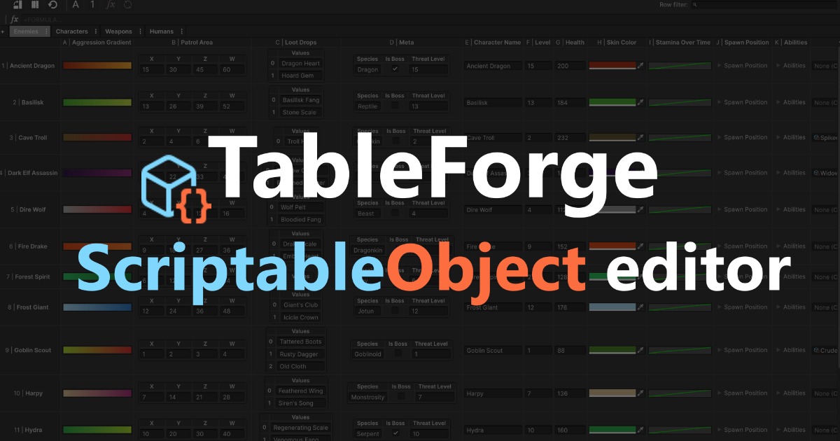 TableForge - ScriptableObject Management Tool | Utilities Tools | Unity ...