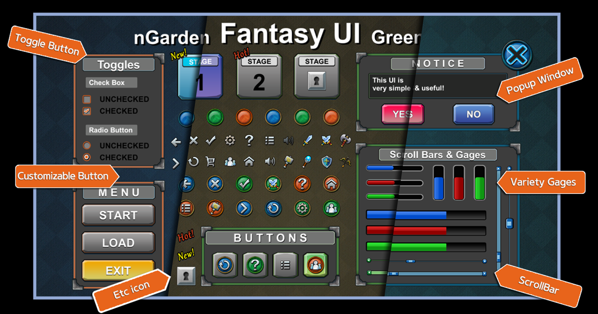 nGarden Fantasy UI Pack | 2D GUI | Unity Asset Store