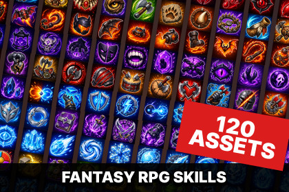 Fantasy RPG Skills Spells Abilities Combat Magic Elemental Icons Pack