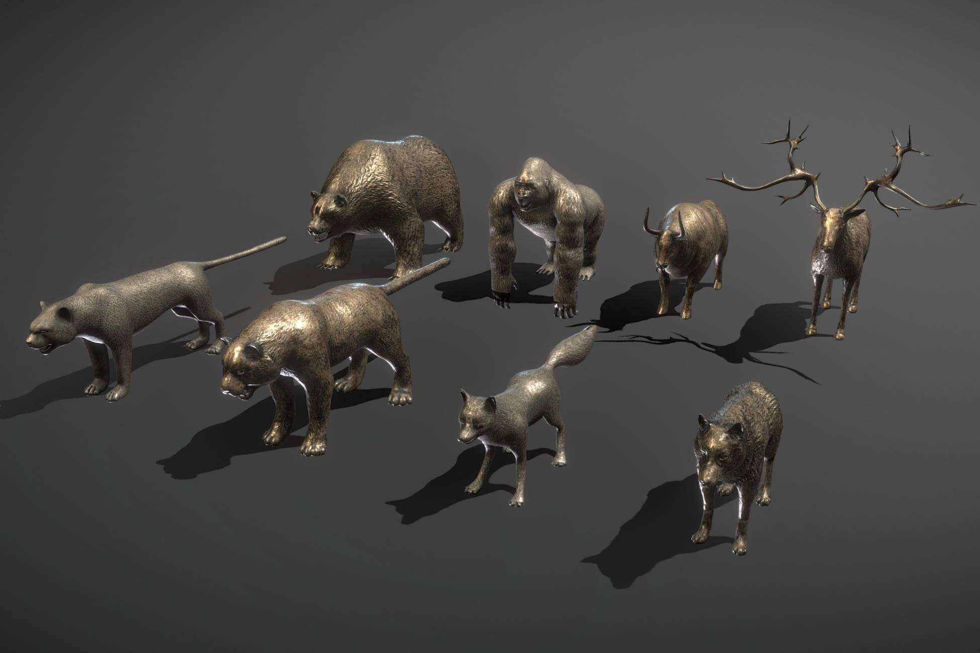8 Animal Bronze Statues