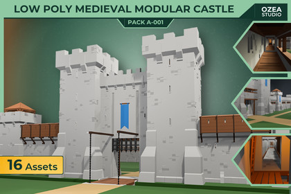 Low Poly Medieval Modular Castle Pack A-001