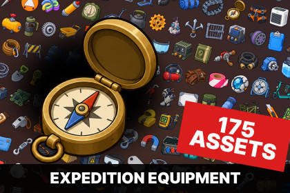 Survival Expedition Camp Tools Utility Equipment Logistics Icons Pack