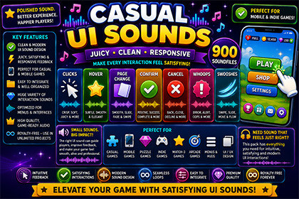 Casual UI Sounds Pack – Clean, Juicy & Responsive Interface SFX