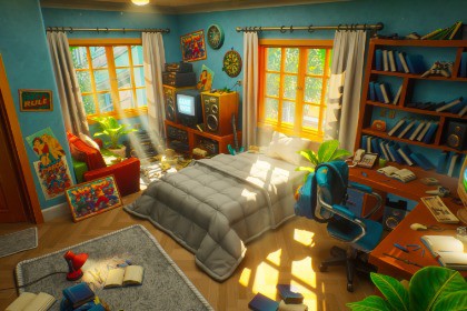 Retro Dreams: 90s Stylized Bedroom