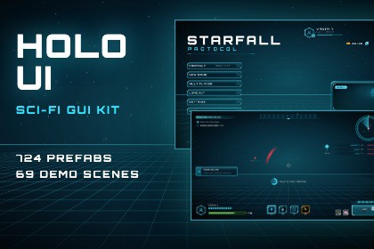 Holo UI: Sci-Fi GUI Kit | 724 Prefabs, 69 Demo Scenes, HUDs & Mobile