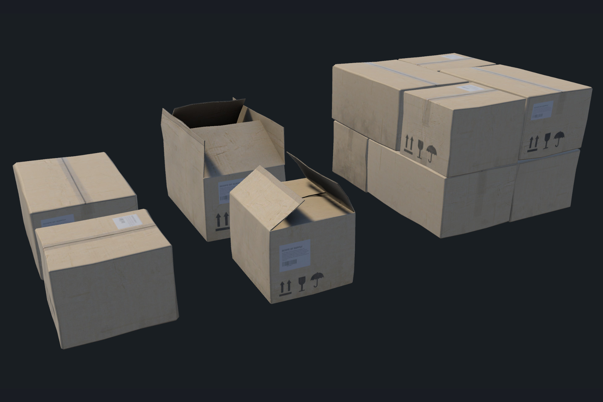 HQ Cardboard boxes | 3D Props | Unity Asset Store