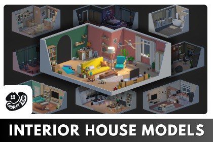 Low Poly Interior Houses – Modular Home Assets Pack
