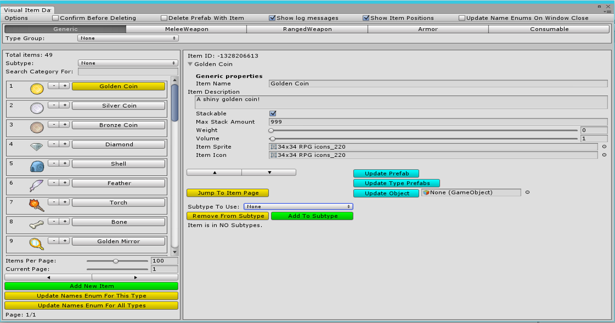 Visual Item Database | Utilities Tools | Unity Asset Store