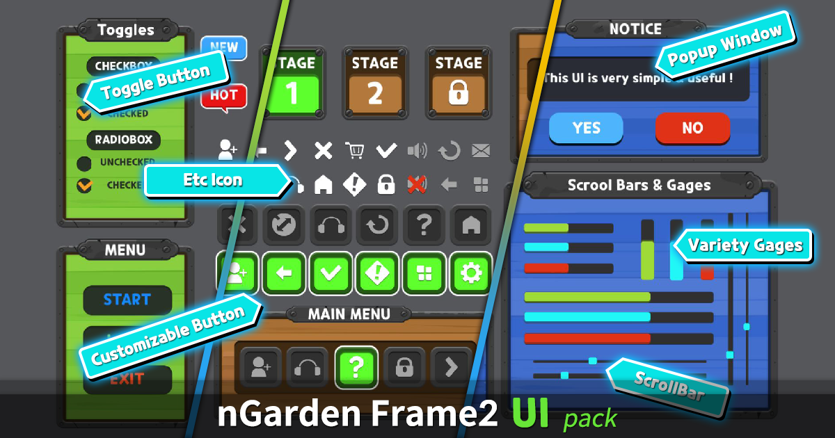 nGarden Frame 2 UI Pack | 2D GUI | Unity Asset Store