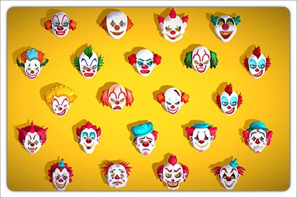 22 It Joker Horror Evil Masks Pack - Kids Evil Fantasy - Stylized Party Mask