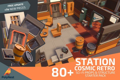 Low Poly Sci-Fi Station / Cosmic Retro