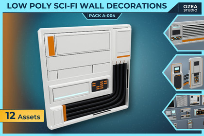 Low Poly Sci-Fi Wall Decorations Pack A-004