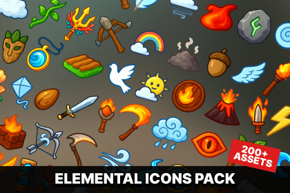 Fantasy Elemental Icons Pack for RPG Adventure Strategy Mobile Games