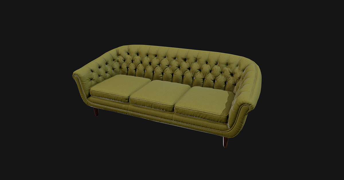 Unity Rendering Sofa Vintage Tufted Sofa 3D Model Game-Ready | 3D Furniture | Unity Asset Store