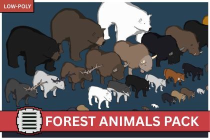 Animated Forest Animals Pack - Low poly stylized models