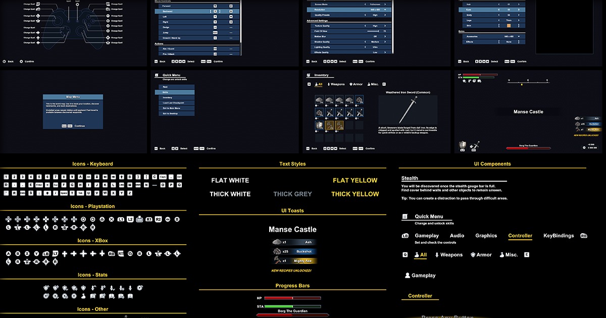 Clean Dark Fantasy GUI Pack | 2D GUI | Unity Asset Store