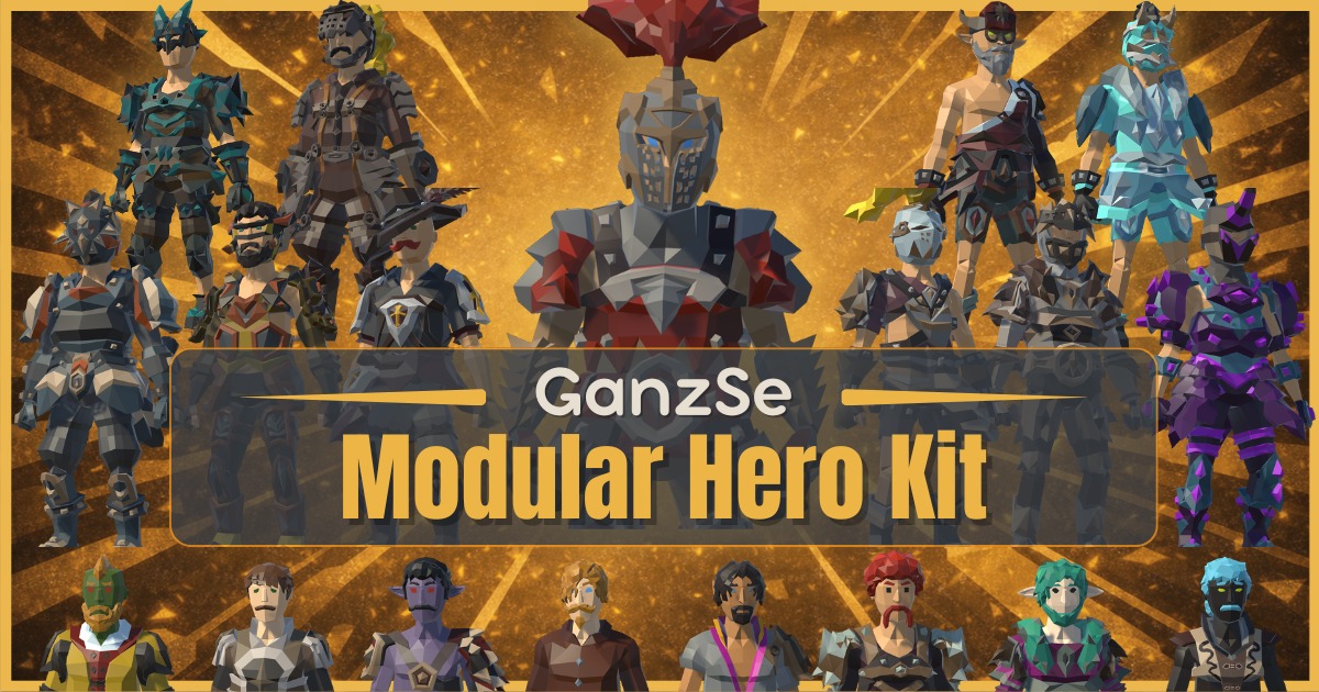 GanzSe Modular Hero Kit - Fantasy Low Poly Bundle | Characters | Unity ...