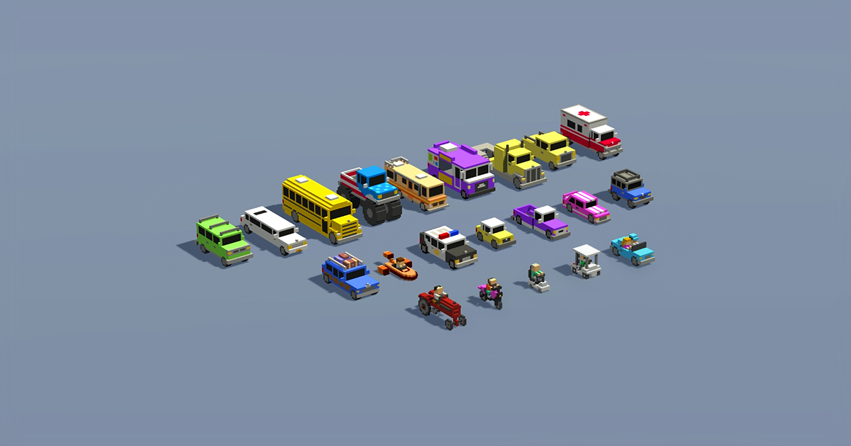 Unity Asset Vehicles Twenty One Voxel Vehicles | 3D Vehicles | Unity Asset Store