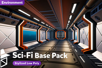 Low Poly Modular Sci-Fi Base Pack
