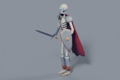3D Skeleton Knight - Stylized Rigged Undead Warrior with Sword and Shield