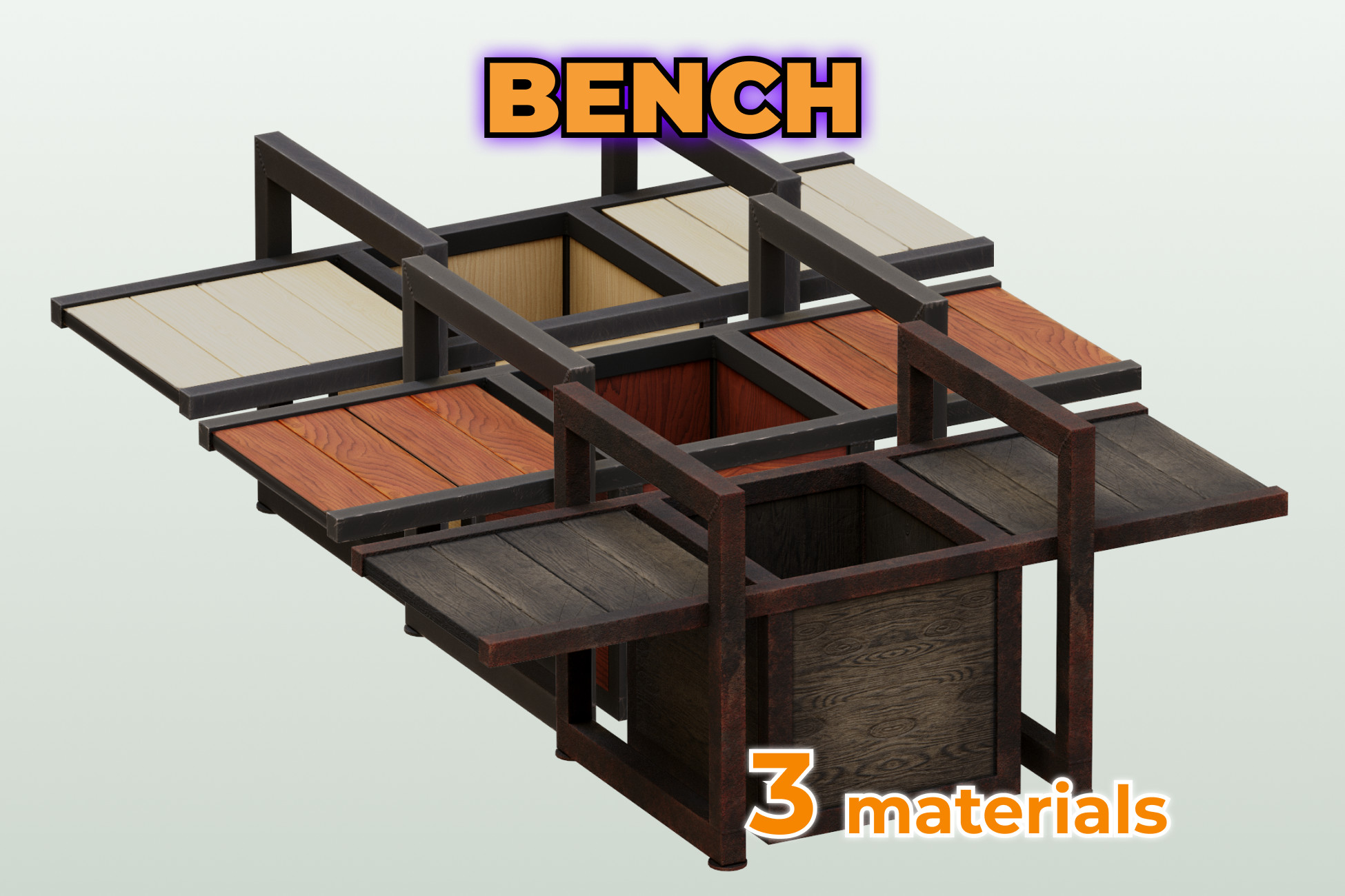 Double Sided Park Bench modern street prop | 3D Exterior | Unity Asset ...