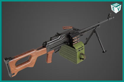 Machine Gun 11 Wood handle URP HDRP Textures