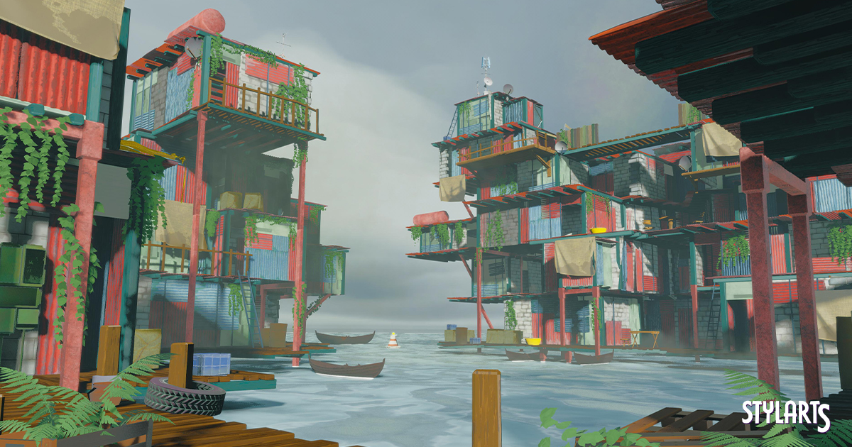 Stylized Floating Slums | 3D Fantasy | Unity Asset Store