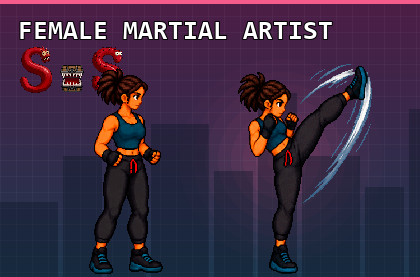 Female Martial Artist - Pixel Art Character