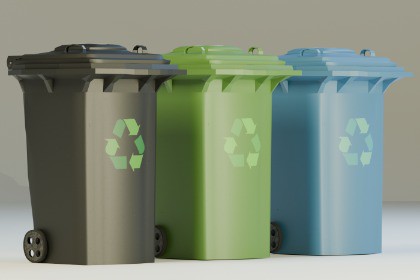 Low Poly Wheelie Trash Bin - Game Ready Low-poly 3D model