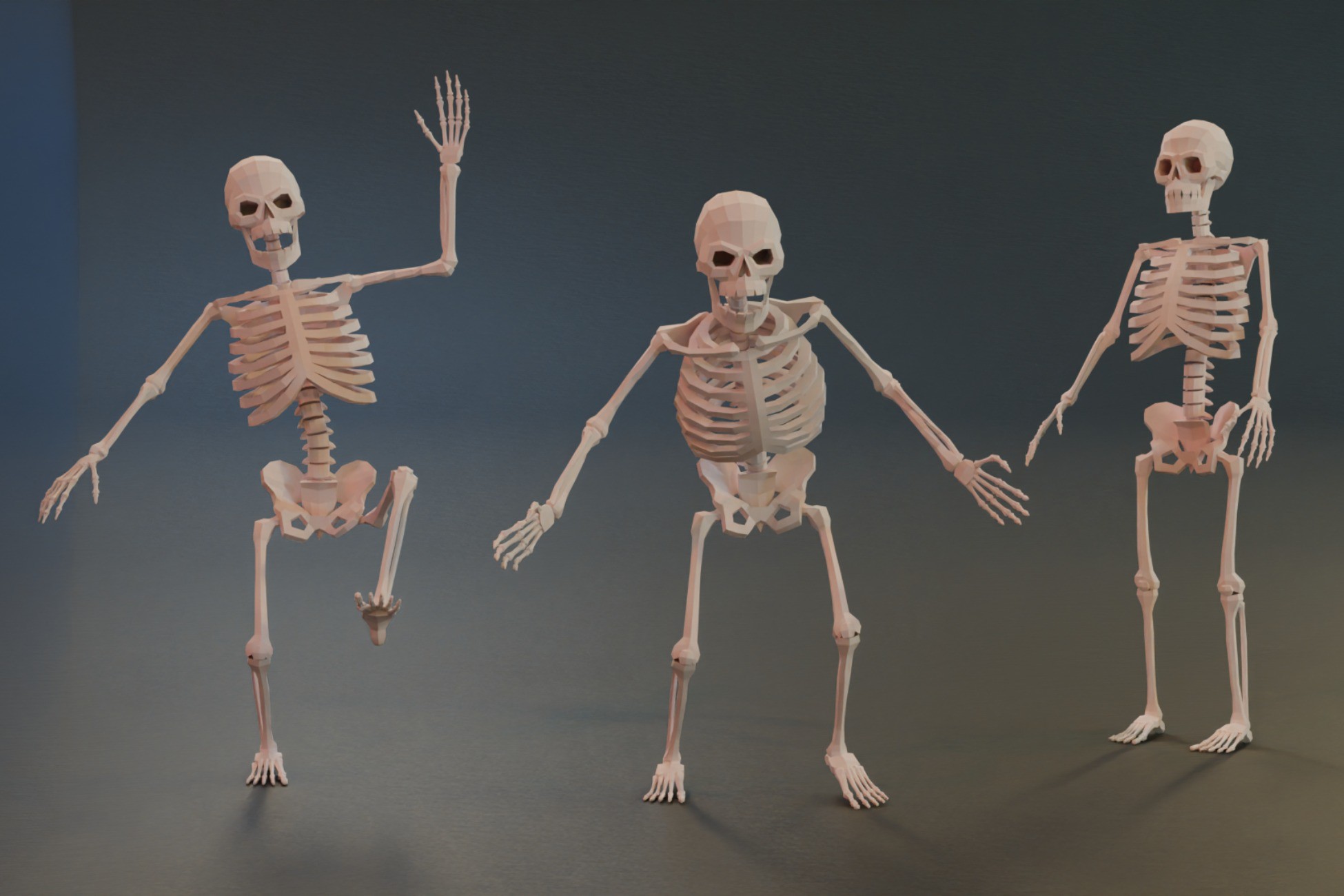 Skeleton low-poly stylized