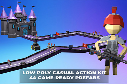 Low Poly Casual Action Kit - Modular Tracks, Traps & Weapons