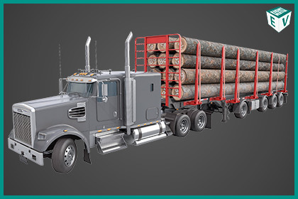 Truck 07 Log Trailer Grey Version URP HDRP Textures