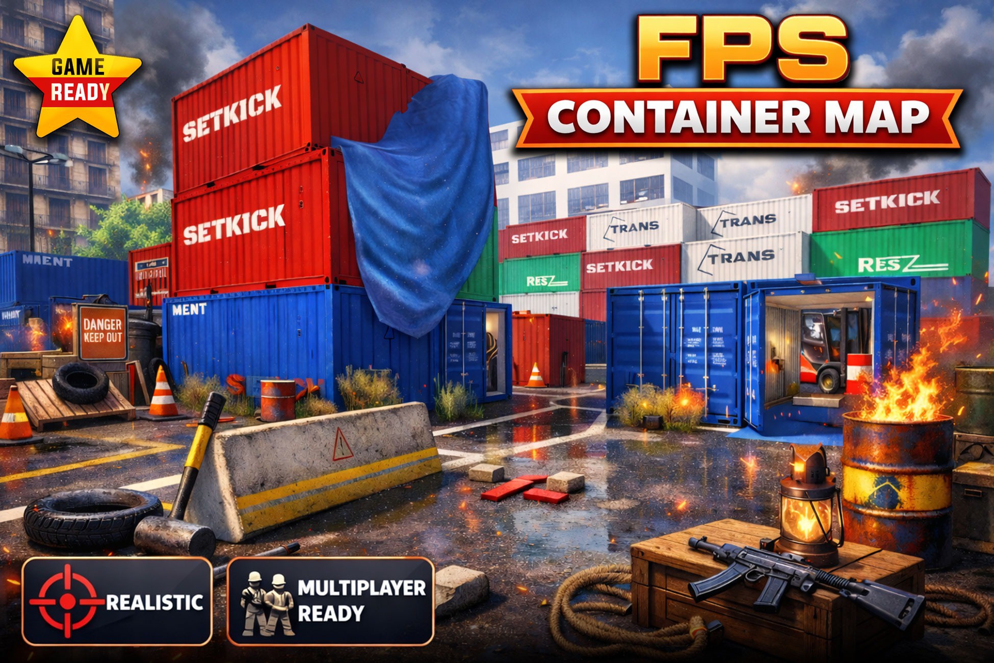 FPS Shipment Container Map – Multiplayer & AI Battles | 3D Environments ...