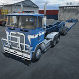 80s Cabover Truck with lowboy trailer