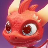 Stylized Baby Dragon 3d Model (Red)