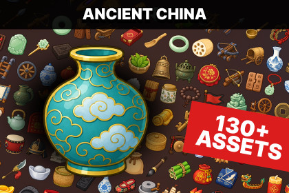 Ancient China Culture Silk Tea Porcelain Jade Farming Weapons Icons Pack